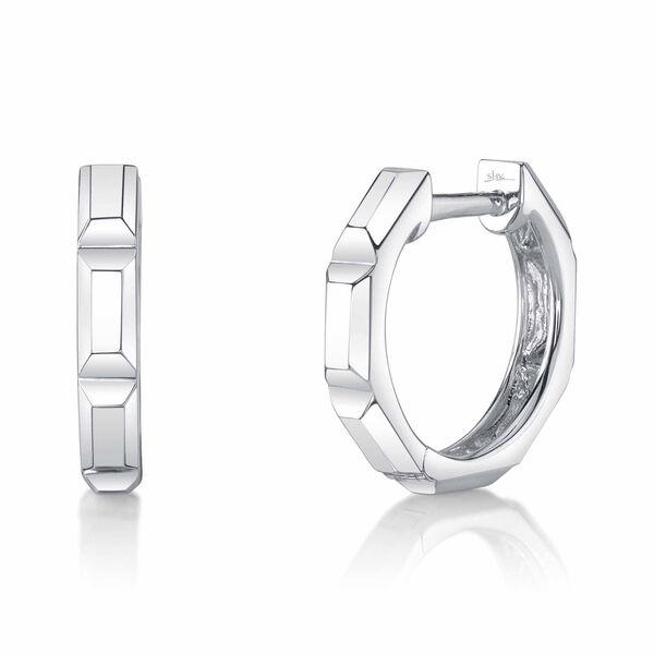 White Gold Octogone Hoop Earrings